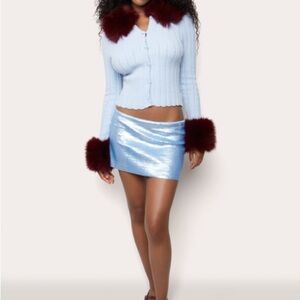 Danielle Guizio Heart Pointelle Knit Cardigan